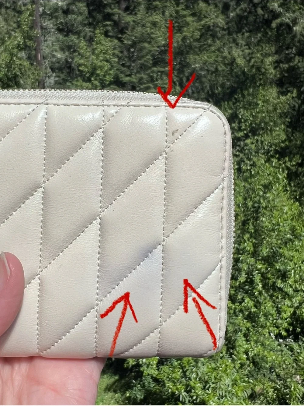 COACH Medium Id Zip-Around Quilted Leather Wallet Chalk w Gold Hardware